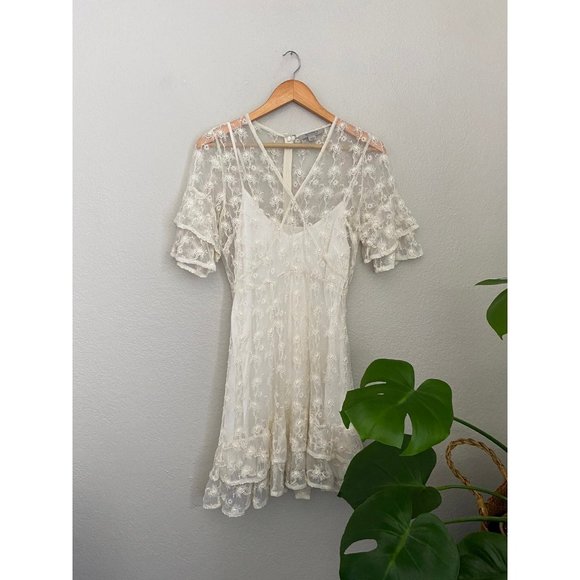 AllSaints Lula Nisha Sheer Embroidered Dress Size 2 - Picture 8 of 12